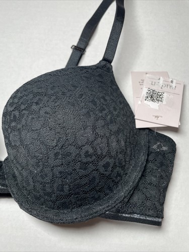 Women Black Lace Bra 34A Auden Demi Underwire Lightly Lined Contour Cups 1287 - Picture 4 of 11