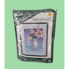 Vtg Elsa Williams crewel embroidery kit Orchids Flowers Vase #00318 UNOPENED