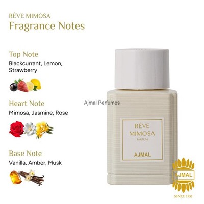 Ajmal Oud Marquis Rêve Mimosa Eau de Parfum for Women   3.4 fl oz / 100 ml