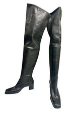 PRADA Black Leather Tall Boots Size 37.5 IT / 7.5 US Made in Italy