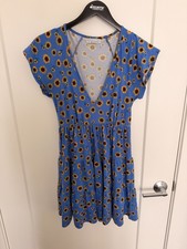  Urban Outfitters Blue Julia Sunflower Print Mini Dress