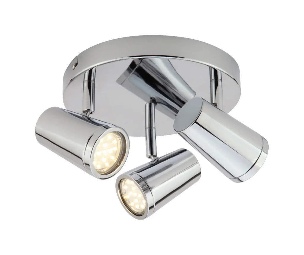Bathroom Light Silver Freya 3 Spot Plate Chrome IP44 Spa SPA-35080-CHR