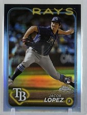Jacob Lopez 2024 Topps Chrome #225 Rookie Card (RC) Refractor Tampa Bay Rays MLB. rookie card picture