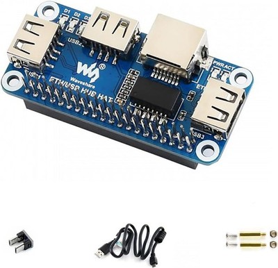 Ethernet Usb Hub Hat for Raspberry Pi Zero/w/wh, 3x Usb, 1x Rj45