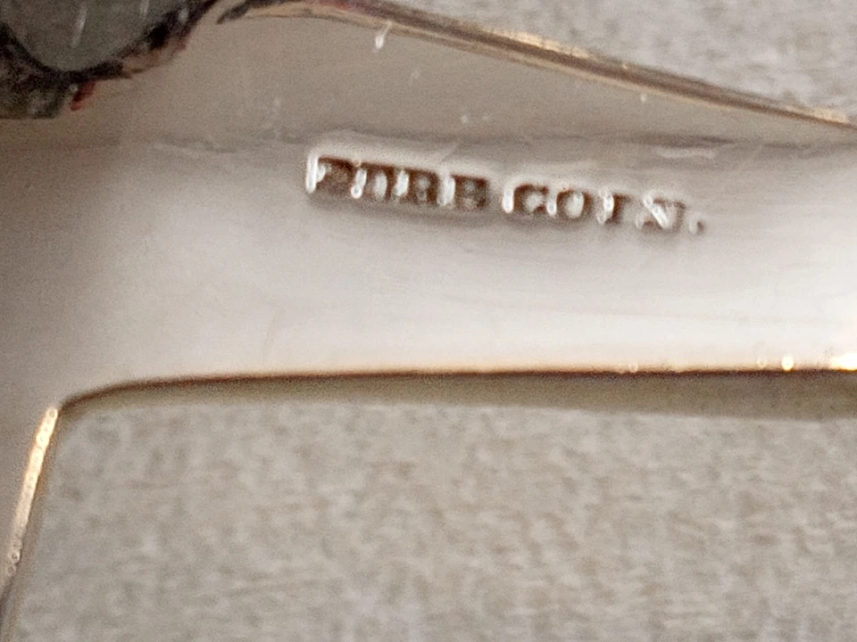 Moneda grande americana pesada muy temprana plata 13 pulgadas oro lavado cucharón con estuche. Foto 4 de 4