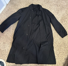 Post Vietnam Raincoat Men Medium Long Black Military Enlisted War Trench Vintage