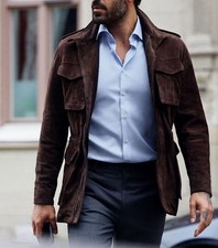 Brown Field Suede Leather Jacket For Men