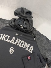 Oklahoma Sooners Hoodie Sweatshirt Youth L Gray NCAA Football Nike Therma Fit