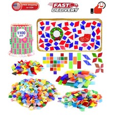 1100 Pcs Mosaic Tiles, Glass Mosaic Tiles for Crafts Bulk, Stained Mosaic Gla...