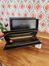 BNWT OSPREY Black Leather Dulwich RFID Blocking Large Zip Purse 