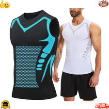 Men Compression Shirt Version Ionic Shaping Sleeveless Vest Sport Tank Top S-2XL