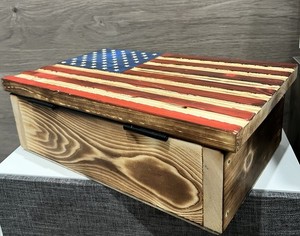 American Flag Hand Gun Wooden Case
