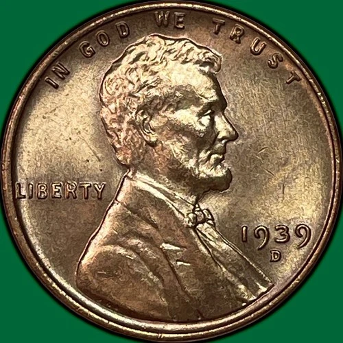 1939-D Lincoln Wheat Cent Brilliant Uncirculated BU Coin #37622