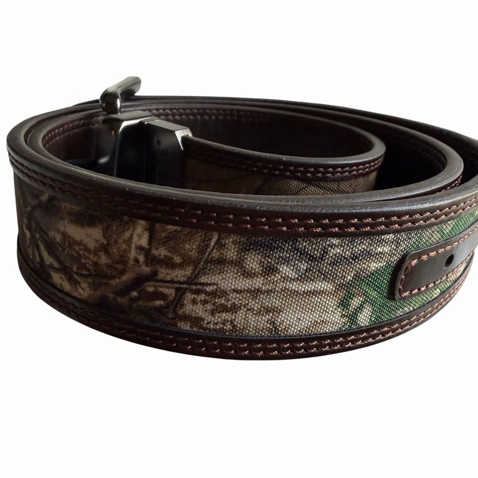 "Cinturón de cuero de lona camuflado Realtree para hombre 46"" hebilla de caza al aire libre" Foto 4 de 4