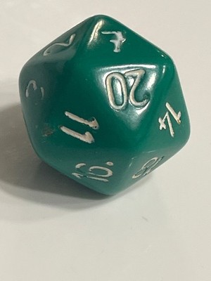 RARE # 7 w/ dash vintage Crisloid D20 green rpg ad&d dice 123123@