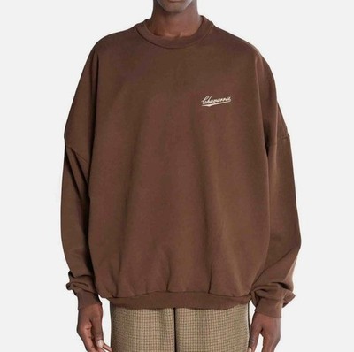 Willy Chavarria Men's Brown Hooligan Embroidered Cotton Sweatshirt Size L
