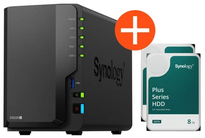 Synology DS225+ NAS System 2-Bay 8 TB inkl. 2x 4 TB Synology HDD HAT3300-4T
