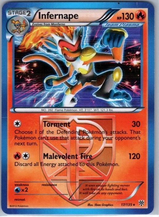 Pokémon Card Infernape 17/135 Holo Plasma Storm - Lightly Played