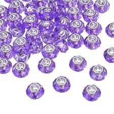50Pcs 14mm Large Hole Acrylic Beads Light Purple European Loose Faceted Bead