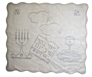 W NEW Vintage Judaica Shabbat Challah Cover Linen Scallop Unfinished Embroidery