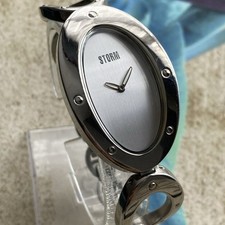 Storm Watch CONNECT Ladies Oval Silver Dial All Steel 29x46mm Case