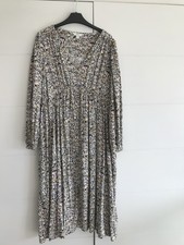 Floral Crepe Midi Dress 16 Petite M&S Long Sleeves V-Neck