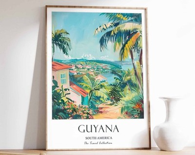 7_Guyana Reiseposter, Guyana Druck, Südamerika Reisekunst, Blumenposter, S