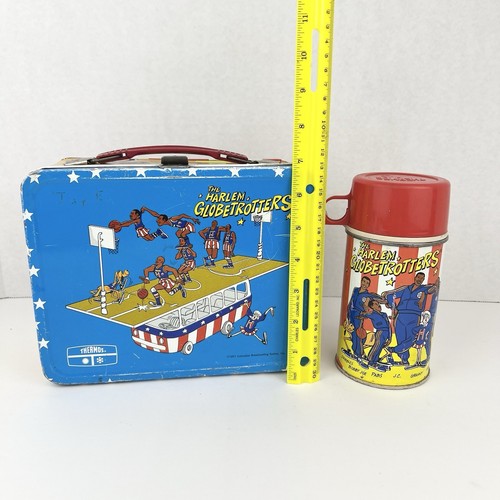 Vintage 1971 The Harlem Globetrotters Metal Lunch Box & Thermos - Picture 2 of 15