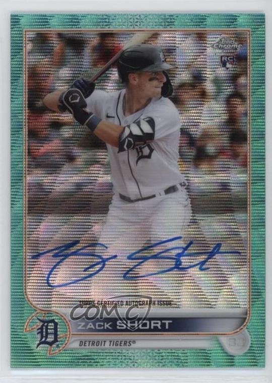 2022 Topps Chrome Rookie Aqua Wave Refractor /199 Zack Short #RA-ZS Auto RC 10vb