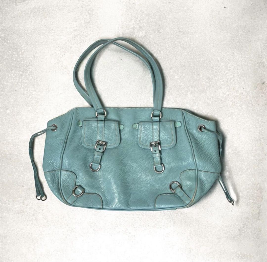 取り置き　PRADA Washed Leather Bag archive Auth Prada Archive Leather Tote Bag Gray Grain Leather Y2K