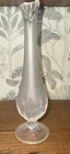 Vintage Fenton Satin Glass Water Lily Frosted Strawberry Vine Bud Vase 9.5” Tall