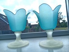 2 perfekte Party Lite mattierte Tulpenkompott Herzstück Schale/Kerzenhalter.