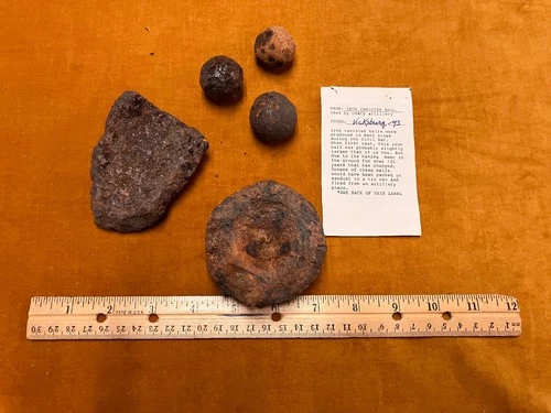 Civil War Relics: Grape Shot +Artillery Shell Fragments Battle Of Vicksburg 1863