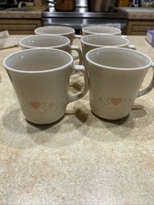 6 Corning Forever Yours Corelle Hearts Coffee Mugs Cups