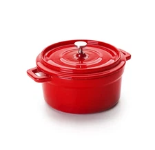 IBILI Round Mini Casserole, Enamelled cast Iron Red, 13 x 8 cm