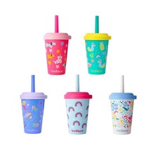 5Pack Kids 12oz Tumbler Cups with Lids Spill-Proof Straws Stackable Dishwasher