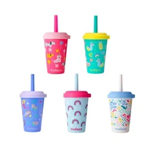 5Pack Kids 12oz Tumbler Cups with Lids Spill-Proof Straws Stackable Dishwasher