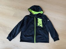 Nike Dri-Fit Kids Hoodie Jacket Size 7 L Black Lime Green Youth Full Zip