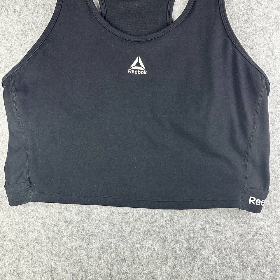 Reebok Sports Bra Crop Top Womens XXL Black Racerback Athletic Training Gym Logo - Image 4 of 4