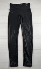 Spanx Faux Leather Leggings High Rise Stretch Black Shapewear Pants Womens L