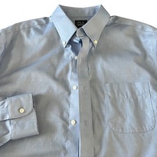 Jos A Bank Traveler Slim Fit Blue Button Down Dress Shirt Mens 16.5 34 Pocket