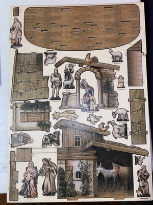 VTG 3D Wood Cut-outs NATIVITY Scene Diorama Amadea Czechoslovakia Christmas Rare