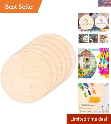 6 Pack Wood Circles for Crafts 14 Inch Unfinished Wood Slices Blank Wooden Door