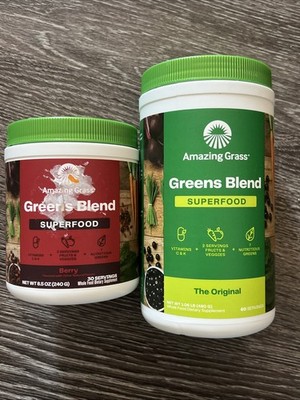 Amazing Grass Greens Blend 1.06lb  60 Serving & Berry 8.5 Oz 30 Serving BB 2026