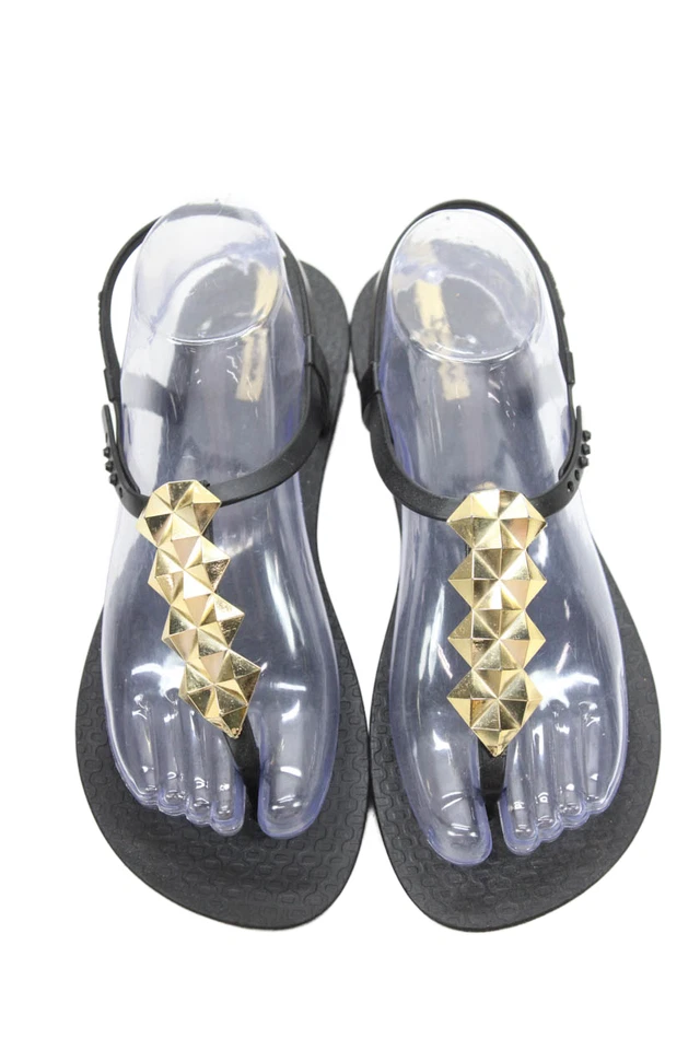 Sandalias Ipanema para mujer con tachuelas de goma al tobillo con correa en T negras talla 9 Foto 2 de 4