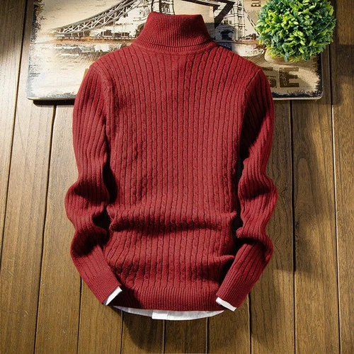 Herren Uni Langarm Rollkragen Strick Pullover Freizeit Pullover Pulli Tops - Bild 5 von 20