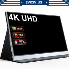 15.6" 4K 3840 2160 UHD Ultra Slim Portable Monitor USB C HDMI Input Silver Used