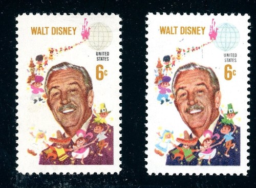 USA Scott 1355f MNH Disney Blue Omitted Error with Certificate (SCV $1500) - Picture 2 of 4