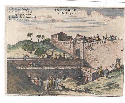 Tot Argier Barbarye Olfert Dapper kol. Kupferstich Algier Stadttor Algerien 1670