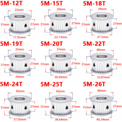 5M 12T-26Teeth Timing Pulley Without Step Synchronous Wheel For 25mm Width Belt